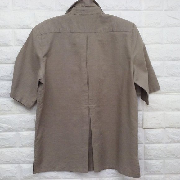 Vintage 90s Oleg Cassini Blouse Linen Sz-14 SSL - Picture 8 of 9